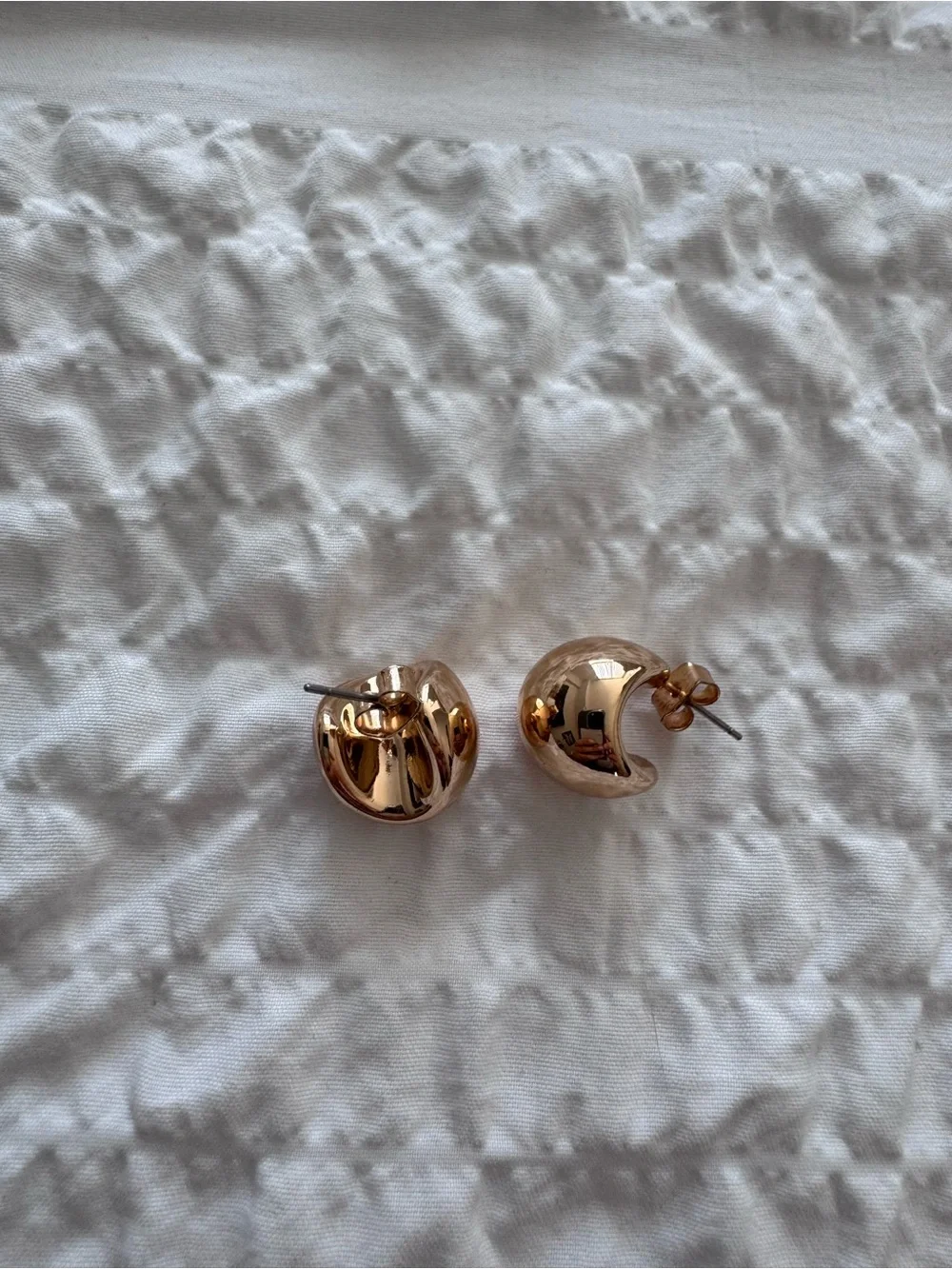 Anthropologie Rose Gold Crescent Dome Stud Earrings